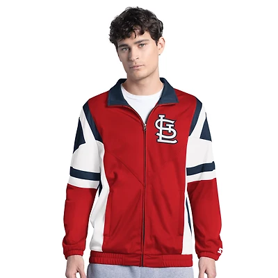 Men's Starter Red/Navy St. Louis Cardinals Contender Tricot Full-Zip Track Jacket