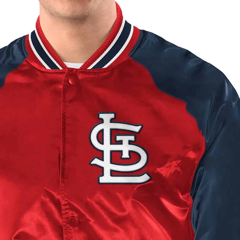 Men's Starter Red/Navy St. Louis Cardinals Raglan Blitz Varsity Jacket