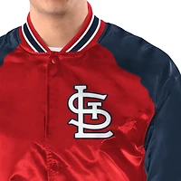 Men's Starter Red/Navy St. Louis Cardinals Raglan Blitz Varsity Jacket