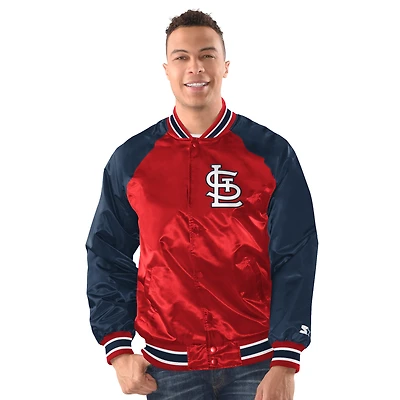 Men's Starter Red/Navy St. Louis Cardinals Raglan Blitz Varsity Jacket