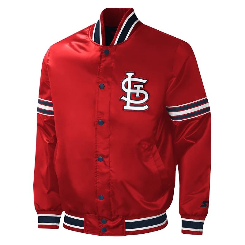 Men's Starter Red St. Louis Cardinals Midfield Satin Full-Snap Varsity Jacket