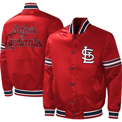 Veste universitaire Starter Red St. Louis Cardinals Midfield Satin Full-Snap Varsity pour homme