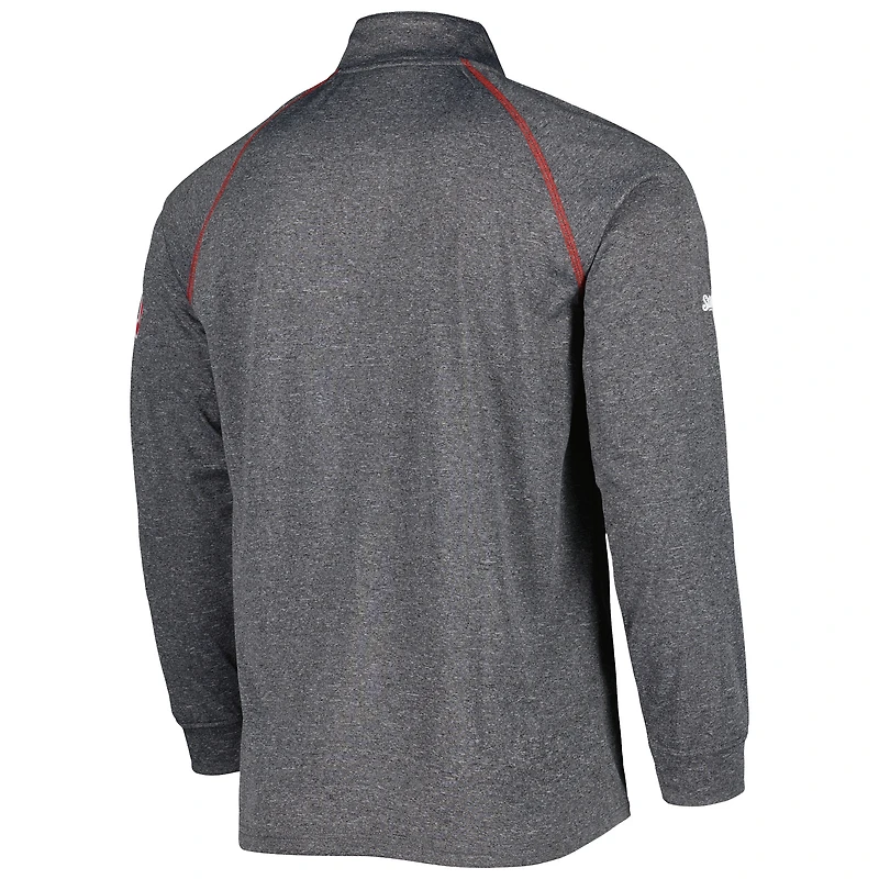 Men's Stitches Heather Gray St. Louis Cardinals Wordmark Raglan Quarter-Zip Top