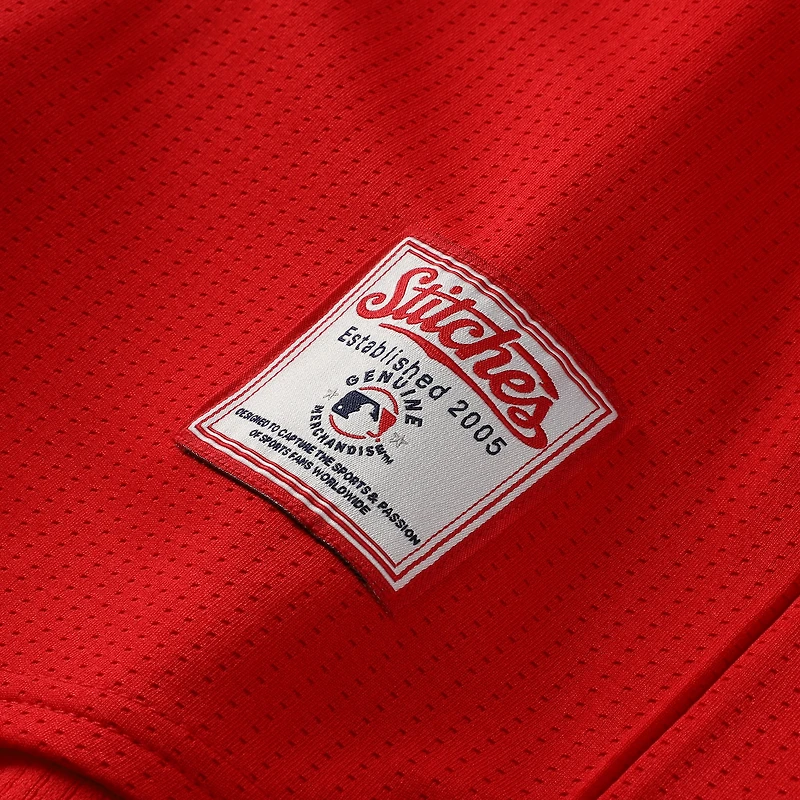 Maillot de mode Stitches rouge pour homme, aux couleurs l'équipe des Cardinals Saint-Louis, entièrement boutonné