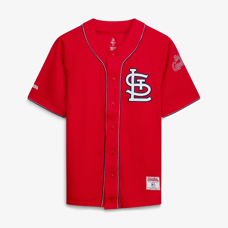 Men's Stitches Red St. Louis Cardinals Team Color Full-Button Fashion Jersey
