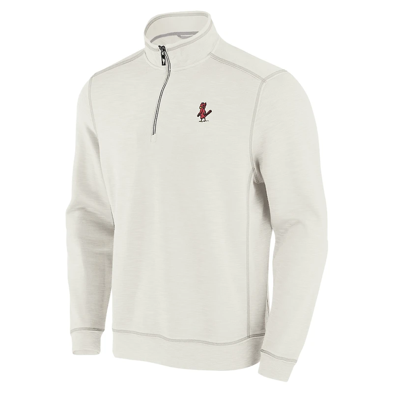 Men's Tommy Bahama Cream St. Louis Cardinals Sport Tobago Bay Tri-Blend Half-Zip Sweatshirt