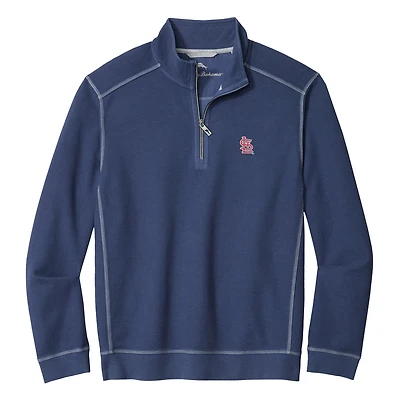 Sweat-shirt Tommy Bahama bleu marine pour homme, modèle Montego Bay des Cardinals de Saint-Louis, demi-zip