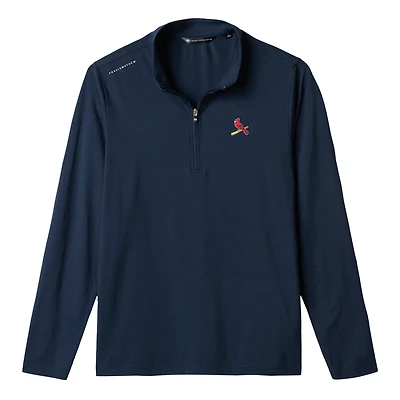 Men's TravisMathew Heather Navy St. Louis Cardinals Bullpen Quarter-Zip Pullover
