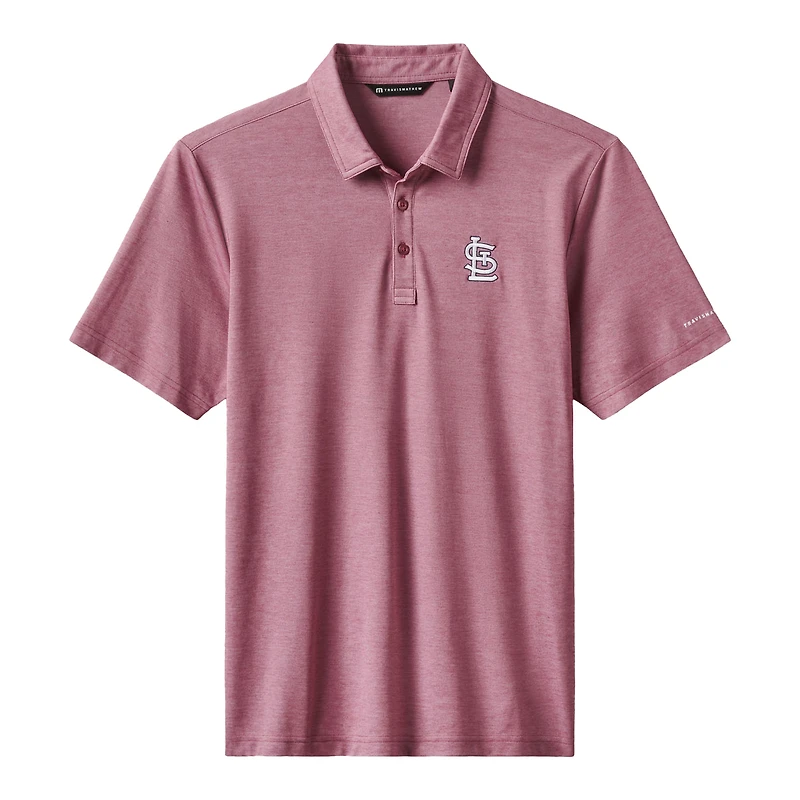 Polo rouge TravisMathew pour homme, motif tri-mélange des Cardinals de St. Louis, Playoff Pitch