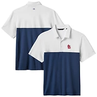 Polo tri-blend blanc/bleu marine TravisMathew pour homme, motif Home Run Leader des Cardinals de Saint-Louis