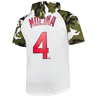T-shirt à capuche raglan Yadier Molina pour homme, blanc/camouflage St. Louis Cardinals Player Big & Tall