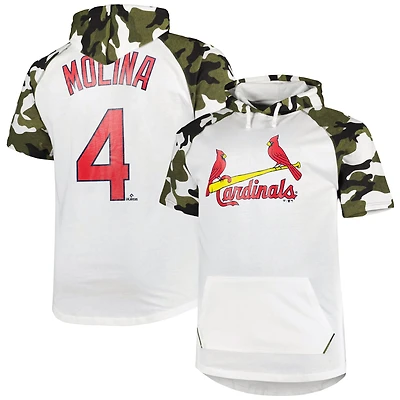 Men's Yadier Molina White/Camo St. Louis Cardinals Player Big & Tall Raglan Hoodie T-Shirt