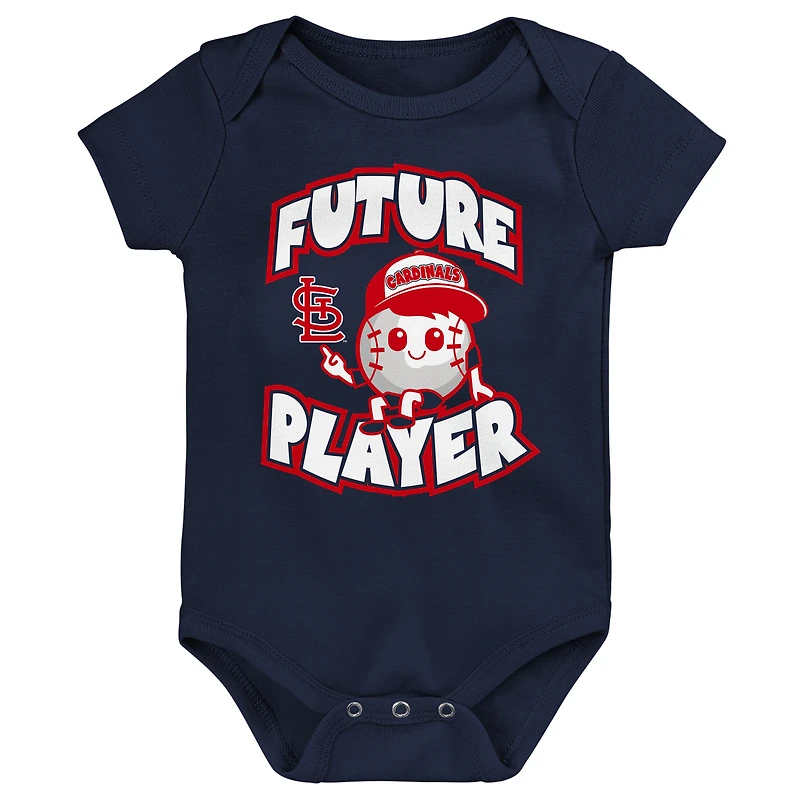 Newborn & Infant Navy/Red/White St. Louis Cardinals Minor League Player Three-Pack Bodysuit Set