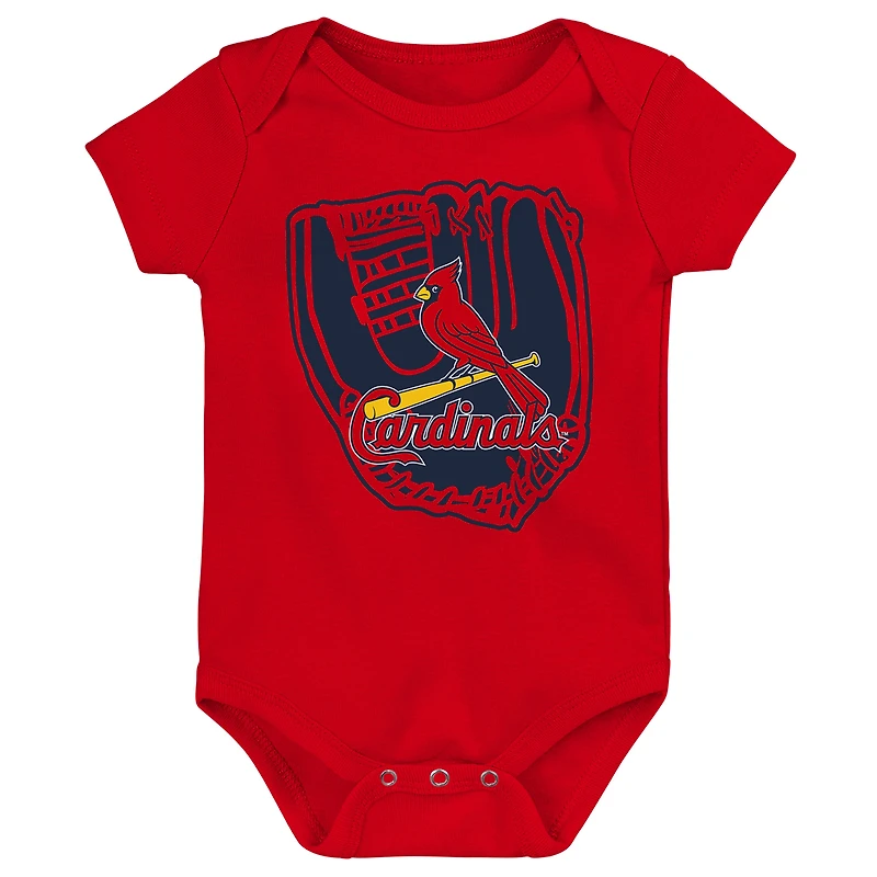 Newborn & Infant Navy/Red/White St. Louis Cardinals Minor League Player Three-Pack Bodysuit Set