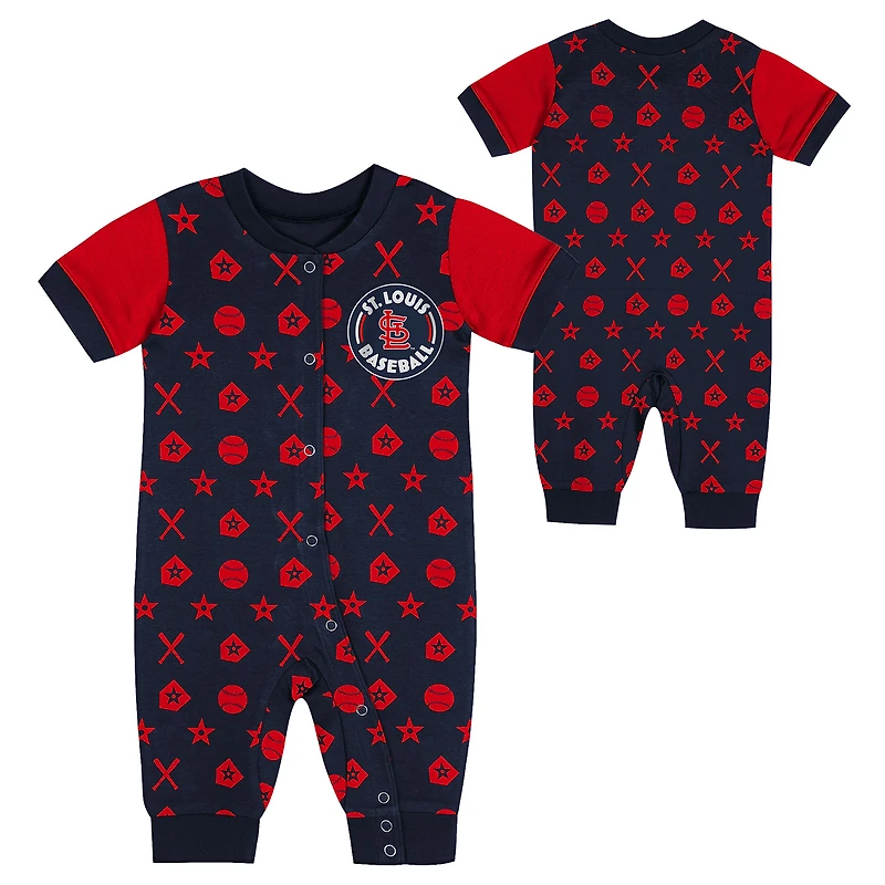 Newborn Navy St. Louis Cardinals Hard 90 Coveralls