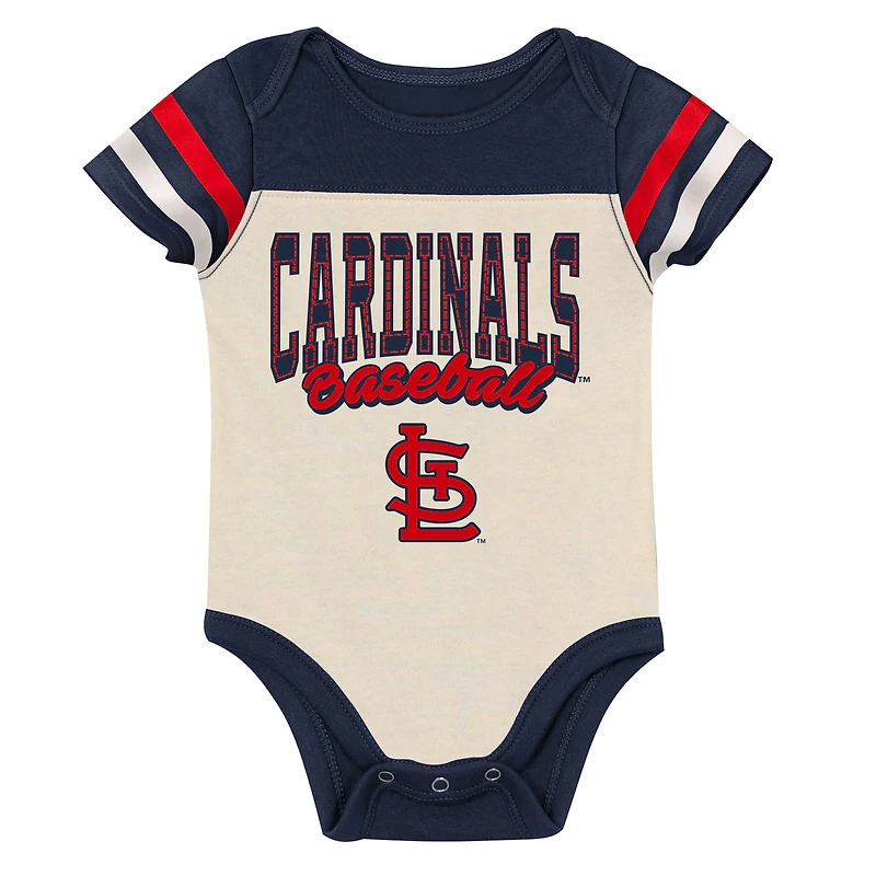 Ensemble trois pièces pour nouveau-né Outerstuff bleu marine St. Louis Cardinals Up One : body, bavoir et chaussons