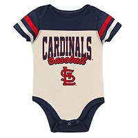 Ensemble trois pièces pour nouveau-né Outerstuff bleu marine St. Louis Cardinals Up One : body, bavoir et chaussons