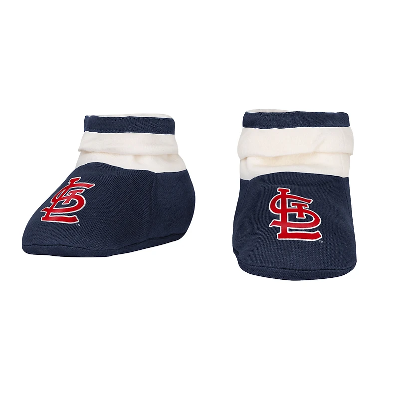 Ensemble trois pièces pour nouveau-né Outerstuff bleu marine St. Louis Cardinals Up One : body, bavoir et chaussons