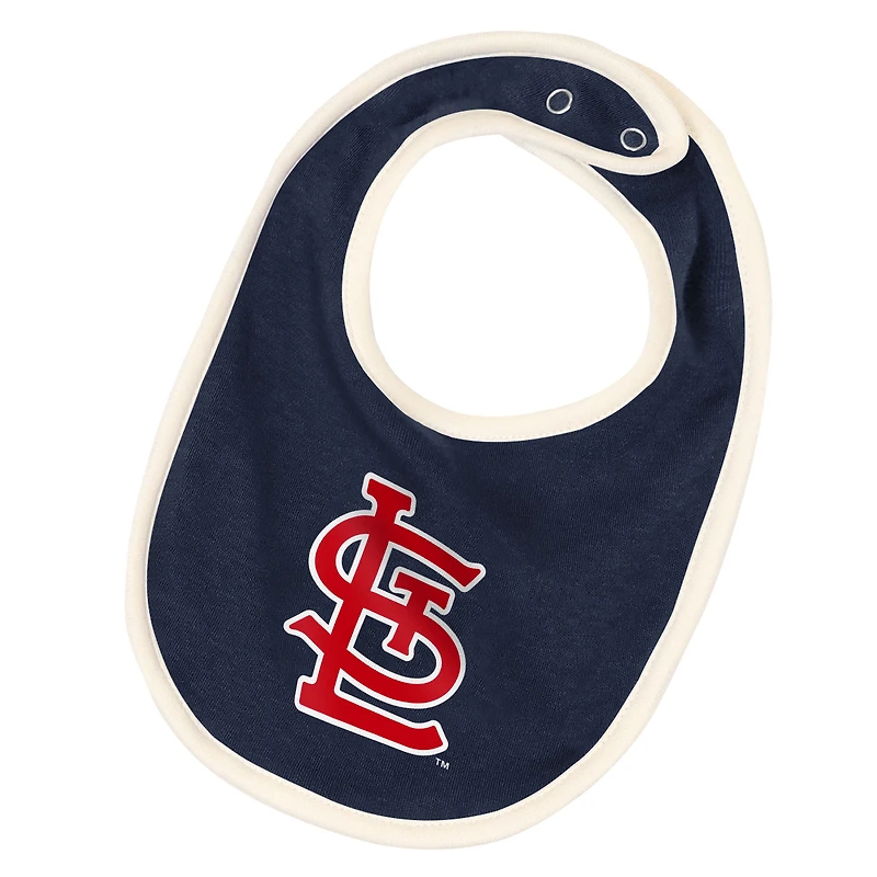 Ensemble trois pièces pour nouveau-né Outerstuff bleu marine St. Louis Cardinals Up One : body, bavoir et chaussons