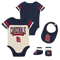 Newborn Outerstuff Navy St. Louis Cardinals Up One Three-Piece Bodysuit, Bib & Booties Set