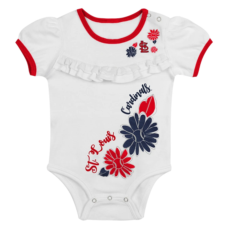 Ensemble 3 pièces pour nouveau-né blanc/rouge St. Louis Cardinals Sweet Catcher, body, bandeau et jupe