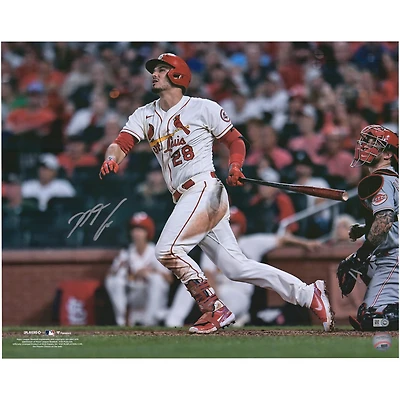 Photo dédicacée de Nolan Arenado, joueur des Cardinals de Saint-Louis, lors de son dernier swing (40,6 x 50,8 cm).