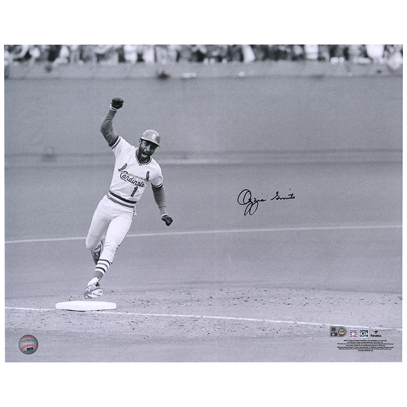 Photographie dédicacée de 16" x 20" par Ozzie Smith des Cardinals de St. Louis lors des NLCS de 1985