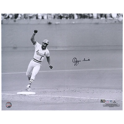 Photographie dédicacée de 16" x 20" par Ozzie Smith des Cardinals de St. Louis lors des NLCS de 1985