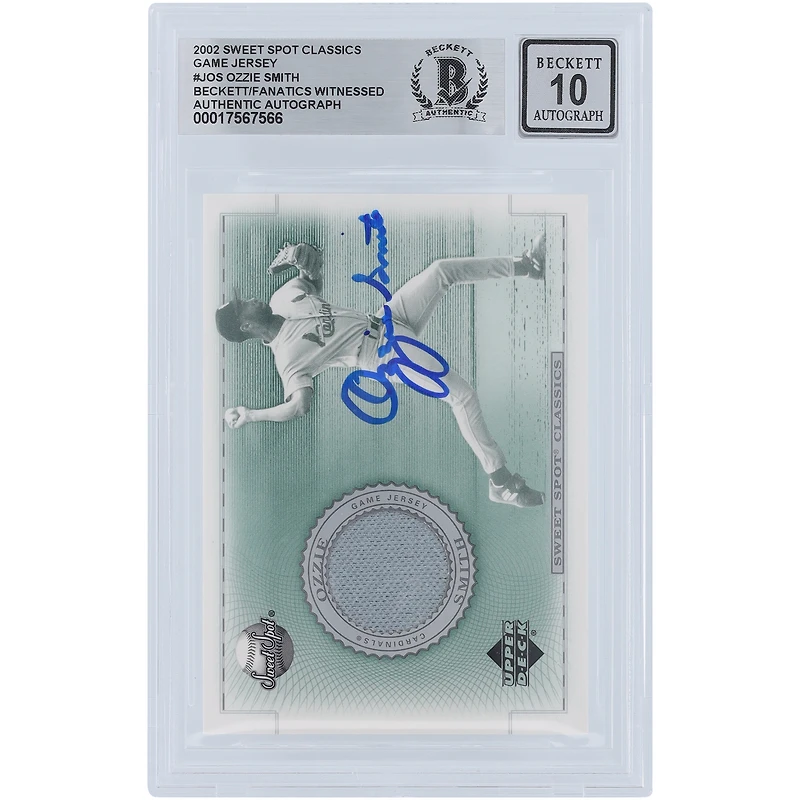 V106832 SLCard Ozzie Smith St. Louis Cardinals Autographié 2002 Upper Deck Sweet Spot Classic Game Jersey Relic #J-OS Beckett Fanatics Witnessed Authenticated 10 Card Ozzie Smith AUT UPD TRADING CARDS 45666 AUTTRC CA01B00123 #4