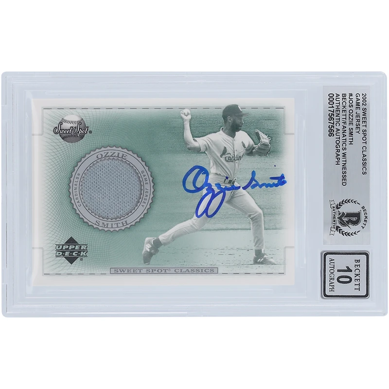 V106832 SLCard Ozzie Smith St. Louis Cardinals Autographié 2002 Upper Deck Sweet Spot Classic Game Jersey Relic #J-OS Beckett Fanatics Witnessed Authenticated 10 Card Ozzie Smith AUT UPD TRADING CARDS 45666 AUTTRC CA01B00123 #4