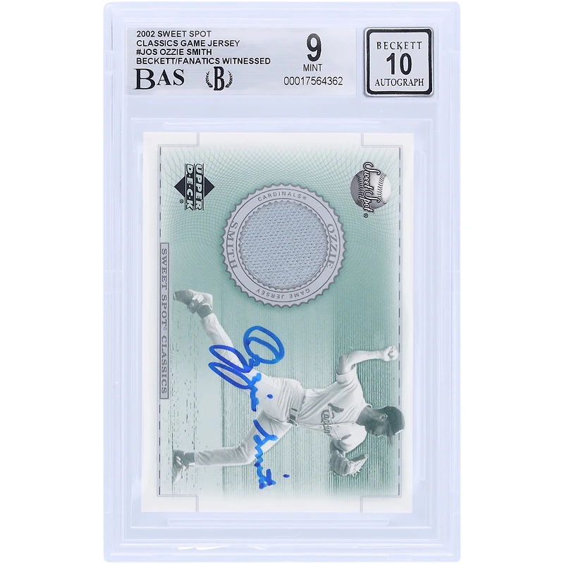 V106832 SLCard Ozzie Smith St. Louis Cardinals Autographié 2002 Upper Deck Sweet Spot Classic Game Jersey Relic #J-OS Beckett Fanatics Witnessed Authenticated 9/10 Card Ozzie Smith AUT UPD TRADING CARDS 45646 AUTTRC CA01B00093