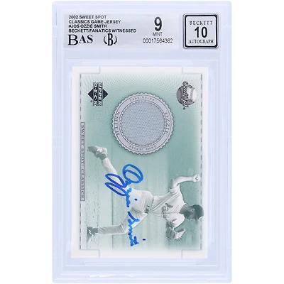 Ozzie Smith St. Louis Cardinals Autographed 2002 Upper Deck Sweet Spot Classic Game Jersey Relic #J-OS Beckett Fanatics Witnessed Authenticated /10 Card