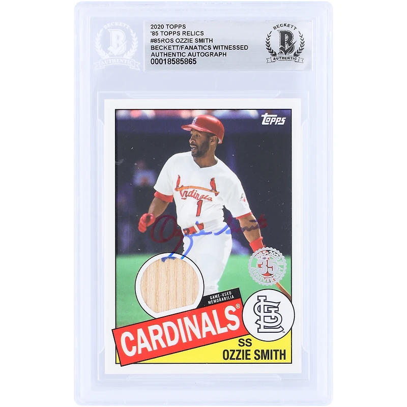 Ozzie Smith St. Louis Cardinals Autographed 2020 Topps Series One Relic #85R-OS Beckett Fanatics Witnessed Authenticated Card