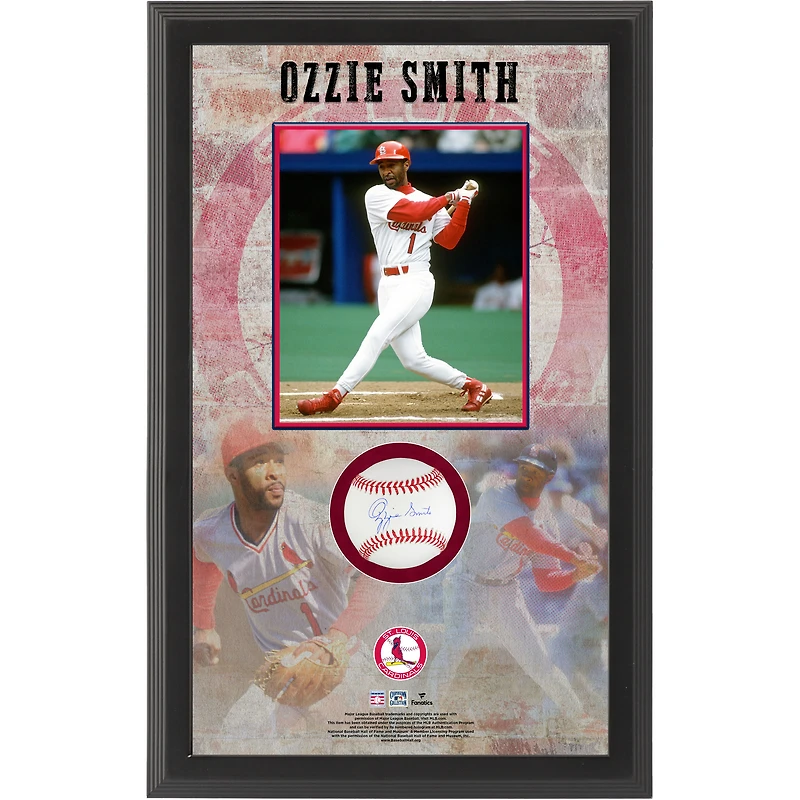 Boîte à ombres de baseball autographiée par Ozzie Smith des Cardinals de St. Louis