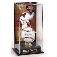 Ozzie Smith St. Louis Cardinals Baseball dédicacé avec inscription « HOF 02 » et vitrine sublimée Hall of Fame