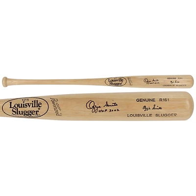 Batte de baseball Louisville Slugger Blonde autographiée par Ozzie Smith des Cardinals de St. Louis avec l'inscription « HOF 2002 »