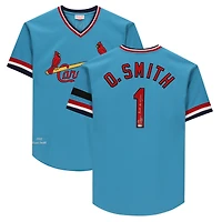 Maillot authentique bleu autographié Mitchell & Ness des Cardinals de St. Louis par Ozzie Smith avec inscription « The Wizard »