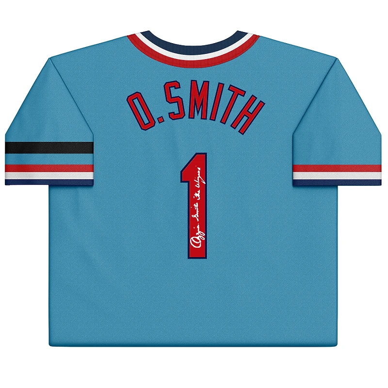 Maillot authentique bleu autographié Mitchell & Ness des Cardinals de St. Louis par Ozzie Smith avec inscription « The Wizard »