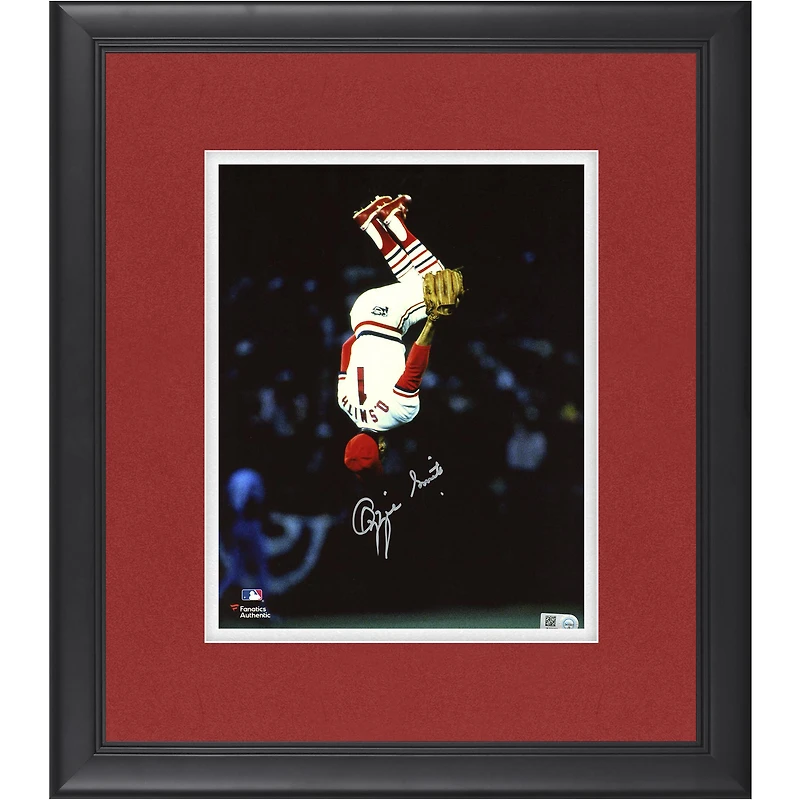 Photographie encadrée autographiée d'Ozzie Smith des Cardinals de St. Louis, 8'' x 10'', à retournement vertical