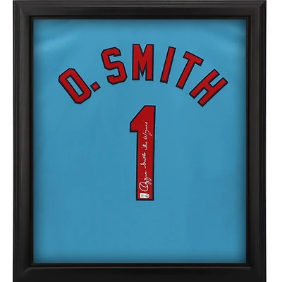 Maillot authentique Mitchell & Ness bleu clair autographié par Ozzie Smith des Cardinals de St. Louis avec inscription « The Wizard »