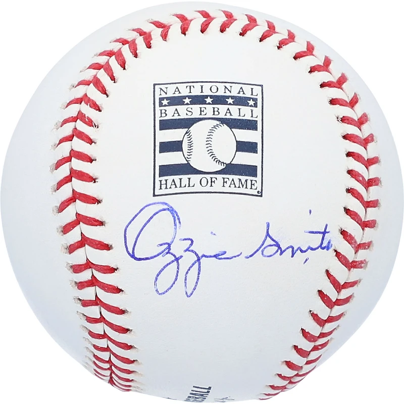 Balle de baseball autographiée par Ozzie Smith, des Cardinals de Saint-Louis, avec le logo du Temple de la renommée