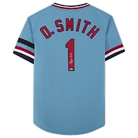 Maillot authentique Mitchell & Ness bleu clair autographié par Ozzie Smith des Cardinals de St. Louis