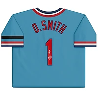 Maillot authentique Mitchell & Ness bleu clair autographié par Ozzie Smith des Cardinals de Saint-Louis