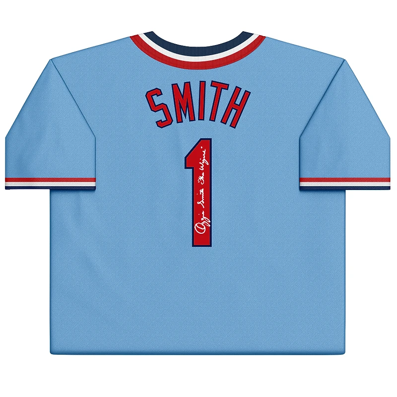 Ozzie Smith St. Louis Cardinals Autographed Light Blue Nike Cooperstown Collection Replica Jersey with "The Wizard" Inscription