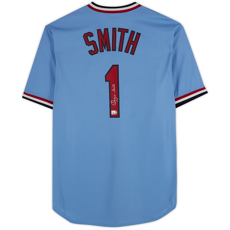 Ozzie Smith St. Louis Cardinals Autographed Light Blue Nike Cooperstown Collection Replica Jersey