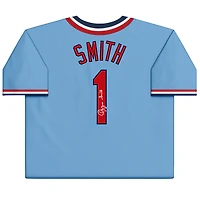 Ozzie Smith St. Louis Cardinals Autographed Light Blue Nike Cooperstown Collection Replica Jersey