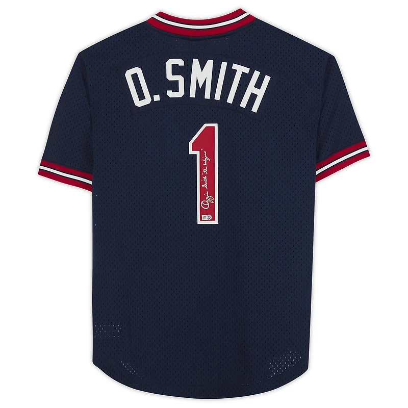 Maillot authentique dédicacé par Ozzie Smith des Cardinals de St. Louis par Mitchell & Ness avec inscription « The Wizard »