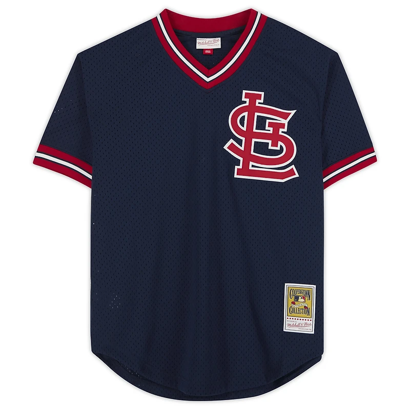 Maillot authentique dédicacé par Ozzie Smith des Cardinals de St. Louis par Mitchell & Ness avec inscription « The Wizard »