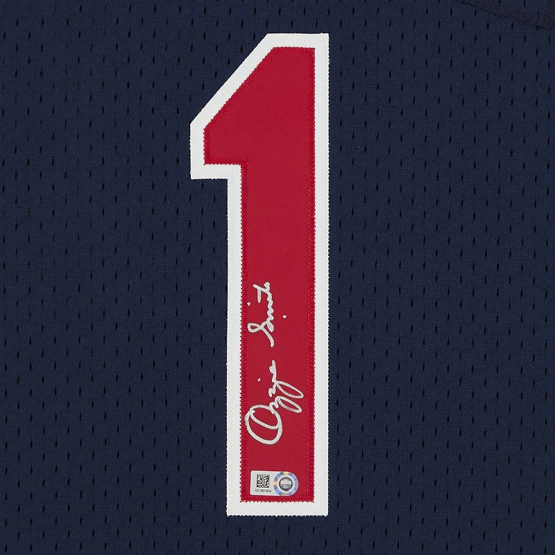 Maillot authentique Mitchell & Ness bleu marine autographié par Ozzie Smith des Cardinals de St. Louis