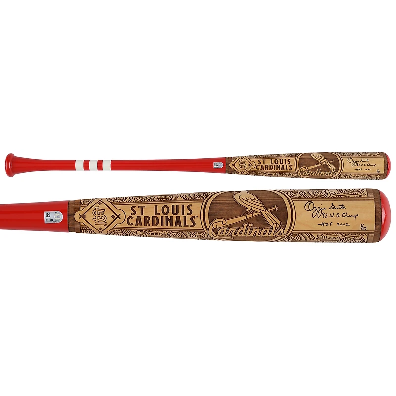Ozzie Smith St. Louis Cardinals Autographed Pillbox Bat Company Mural Series Bat with Multiple Inscriptions